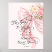 Bow She's Tying the Knot Bridal Shower Welcome Poster (Voorkant)