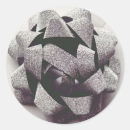 Bow Silver cadeau-boog Ronde Sticker