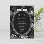 Bow Skull RIP 20s 30th Birthday Party Youth Photo Kaart (Staand voorkant)