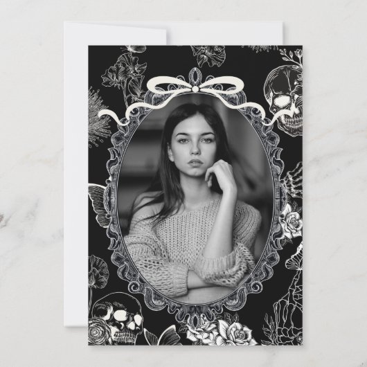 Bow Skull RIP 20s 30th Birthday Party Youth Photo Kaart (Achterkant)