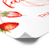 Bow Strawberry Baby Shower Favors Sign Poster (Hoek)