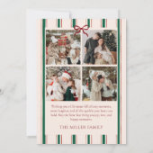 Bow Stripe Family Photo Christmas Holiday Card Feestdagenkaart (Achterkant)