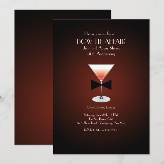 Bow Stropdas Affair Uitnodiging (Voorkant / Achterkant)