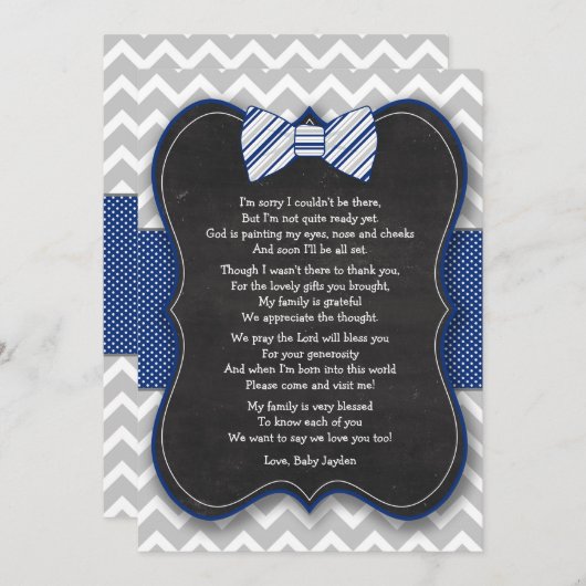 Bow Stropdas Baby shower bedankt je notities met g (Voorkant / Achterkant)