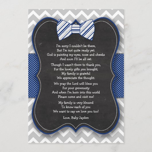 Bow Stropdas Baby shower bedankt je notities met g (Voorkant)