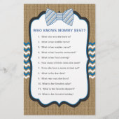 Bow Stropdas Baby shower Game die moeder kent, bab Flyer (Achterkant)