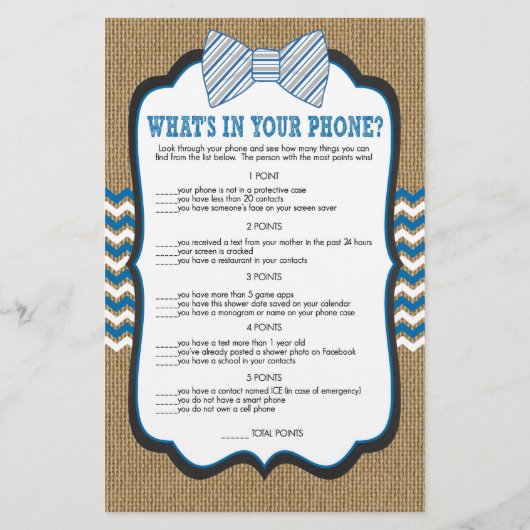 Bow Stropdas Baby shower Games phone/baby name (Achterkant)