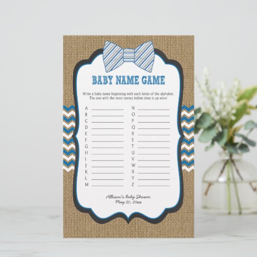 Bow Stropdas Baby shower Games phone/baby name (Staand voorkant)