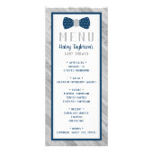 Bow Stropdas Baby shower Menu Kaart, blauw en grij (Voorkant)