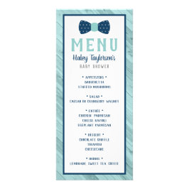 Bow Stropdas Baby shower Menu Kaart, blauw en grij