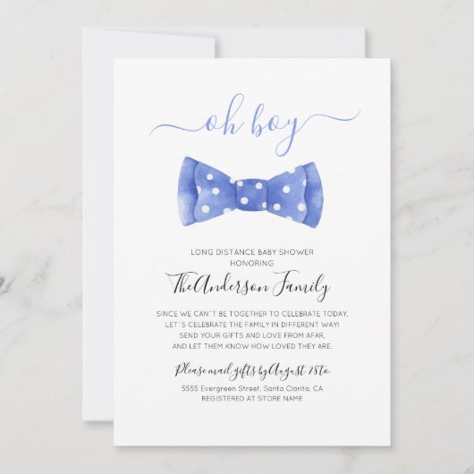 Bow Stropdas Baby shower per post lange afstand Kaart (Voorkant)