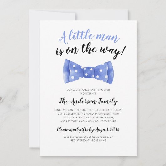 Bow Stropdas Baby shower per post lange afstand Kaart (Voorkant)