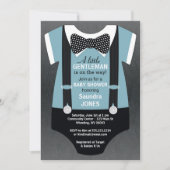 Bow Stropdas Baby shower Uitnodiging, Suspender Ui Kaart (Voorkant)