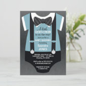 Bow Stropdas Baby shower Uitnodiging, Suspender Ui Kaart (Staand voorkant)