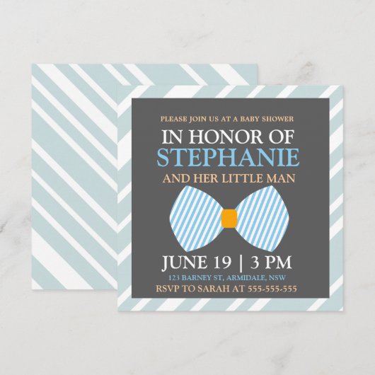 Bow stropdas babyjongendounodigt kaart (Voorkant / Achterkant)