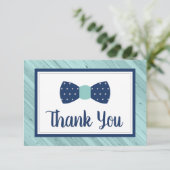 Bow Stropdas bedankje, Navy, Aqua Bedankkaart (Staand voorkant)