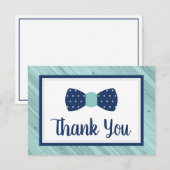 Bow Stropdas bedankje, Navy, Aqua Bedankkaart (Voorkant / Achterkant)