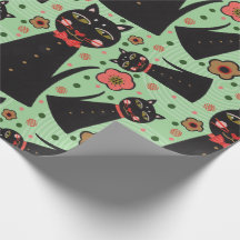 Bow Stropdas Black Cat Wrapping Paper