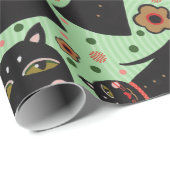 Bow Stropdas Black Cat Wrapping Paper Cadeaupapier (Rol Hoek)