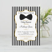 Bow Stropdas Boy Baby shower Invitation Black Gold Kaart (Staand voorkant)