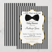 Bow Stropdas Boy Baby shower Invitation Black Gold Kaart (Voorkant / Achterkant)