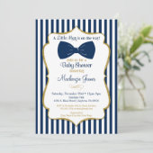 Bow Stropdas Boy Baby shower Invitation Navy Blue  Kaart (Staand voorkant)