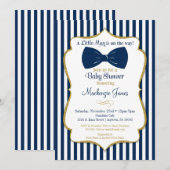 Bow Stropdas Boy Baby shower Invitation Navy Blue  Kaart (Voorkant / Achterkant)