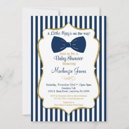 Bow Stropdas Boy Baby shower Invitation Navy Blue  Kaart