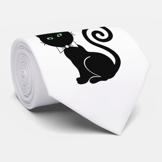 Bow Stropdas Cat White (Opgerold)