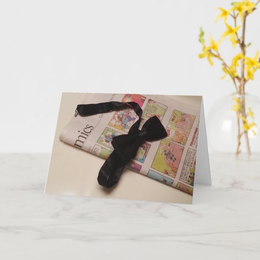 "Bow Stropdas Comics" Verjaardag Kaart (Gele Bloem)