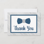 Bow Stropdas Dank je kaart, Navy, Grey Bedankkaart (Voorkant)