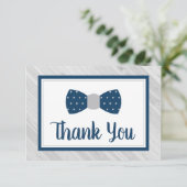 Bow Stropdas Dank je kaart, Navy, Grey Bedankkaart (Staand voorkant)