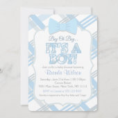 Bow-Stropdas en Blue Plaid Baby shower Kaart (Voorkant)