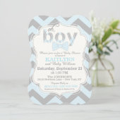 Bow-stropdas en Chevron Print Boy Baby shower uitn Kaart (Staand voorkant)