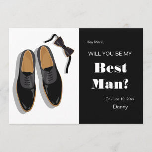 Bow Stropdas en Dress Shoes Best Man Request Kaart