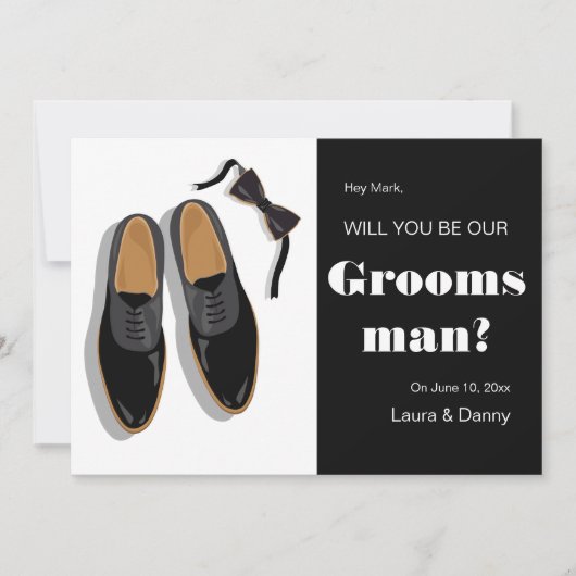Bow Stropdas en Dress Shoes Groomsman Request Kaart (Voorkant)
