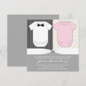 Bow Stropdas en Parels Gender Reveal Kaart (Voorkant / Achterkant)