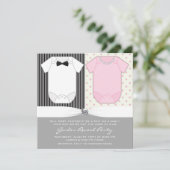 Bow Stropdas en Parels Gender Reveal Kaart (Staand voorkant)