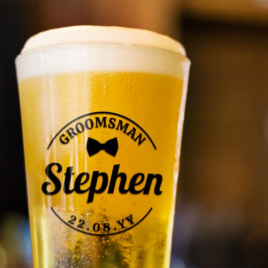 Bow Stropdas gebogen tekst naam datum groomman bru Glas