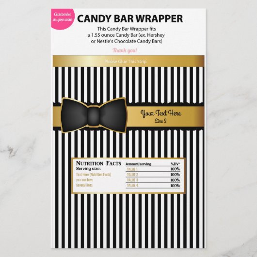 Bow Stropdas Gold Black Snoep Wrapper Bar Chocolad Flyer (Voorkant)