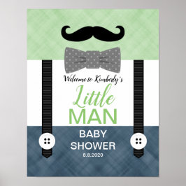 Bow stropdas green marvy blue baby shower welkomst poster