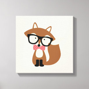 Bow Stropdas Hipster Brown Fox Canvas Afdruk