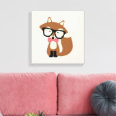 Bow Stropdas Hipster Brown Fox Canvas Afdruk (Insitu (Woonkamer))