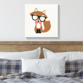 Bow Stropdas Hipster Brown Fox Canvas Afdruk (Insitu (Slaapkamer))