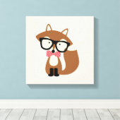 Bow Stropdas Hipster Brown Fox Canvas Afdruk (Insitu (Houten vloer))