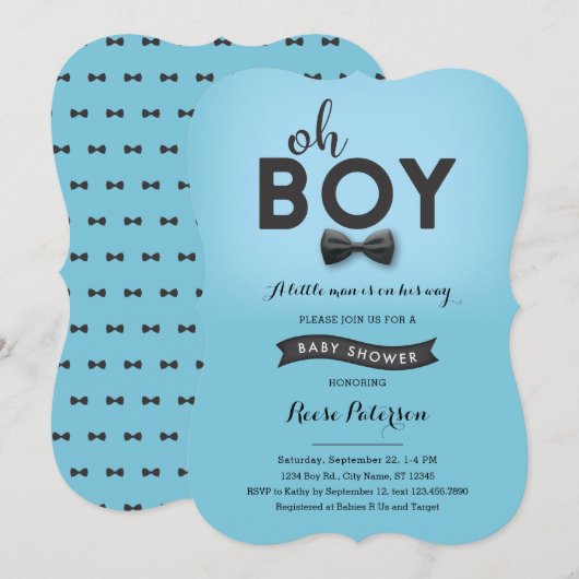 Bow Stropdas Little Man Baby shower Invitation Kaart (Voorkant / Achterkant)