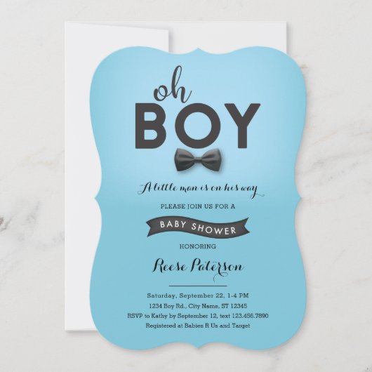 Bow Stropdas Little Man Baby shower Invitation Kaart (Voorkant)