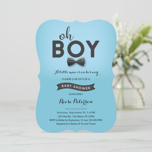 Bow Stropdas Little Man Baby shower Invitation Kaart (Staand voorkant)