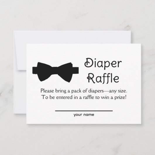 Bow Stropdas Luier Raffle Baby shower Behuizing Ka Kaart (Voorkant)