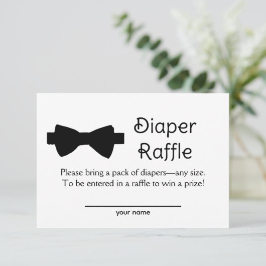 Bow Stropdas Luier Raffle Baby shower Behuizing Ka Kaart (Staand voorkant)
